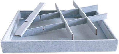 Grey Velvet Stackable Organizer Premium Grade Fabric Soft Protection for Jewelry Collection Removable Rearrangeable 12-Grid Drawer Divider Small Space Storage Ring Necklace Earring