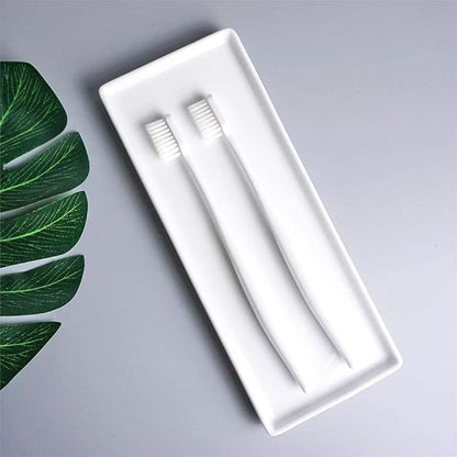 Ceramic Candle Tray - Small Rectangle, White Marble Organizer for Candle, Soap, Jewelry, Perfume, Towel Holder - Decorative Bathroom, Kitchen Sink, Counter, Restroom