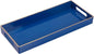 MAONAME Blue Bathroom Tray, Plastic Vanity Trays with Handles, Small Long Narrow Trays, Perfume Organizer Tray for Dresser, Bathroom Accessories, 13.8" x 6" x 1.58"