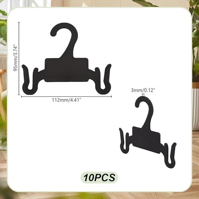 AHANDMAKER 10Pcs Plastic Sandal Hangers, 4.4x3.7Inch Black Slipper Holder, Shoe Rack for Flip Flops, Small Shoe Hooks Hanging Rack, Shoe Clothes Scarf Holders, Retail Beach Shop Display Home Storage