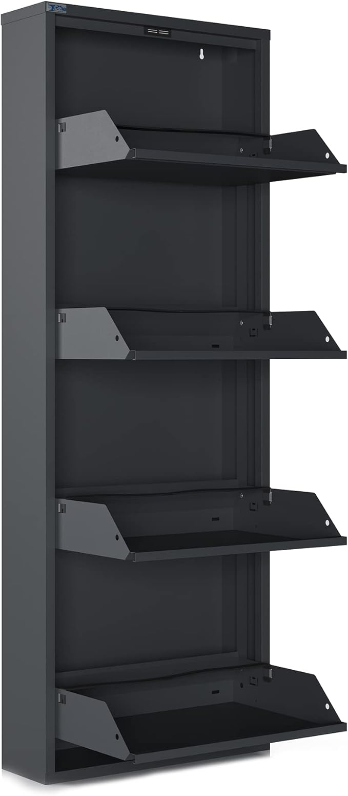 CEHA 4 Tier Metal Shoe Cabinet with Cover, Durable Shoe Storage Organizer for Entryway, Space Saving Shoe Shelf Closet, 5.91" x 53.5" x 19.68", Anthracite