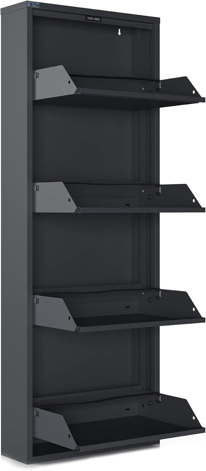 CEHA 4 Tier Metal Shoe Cabinet with Cover, Durable Shoe Storage Organizer for Entryway, Space Saving Shoe Shelf Closet, 5.91" x 53.5" x 19.68", Anthracite