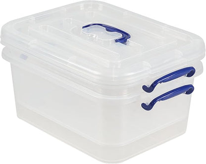 Morcte 8 L Clear Latching Box, Plastic Storage Bin with Handle, 2-Pack