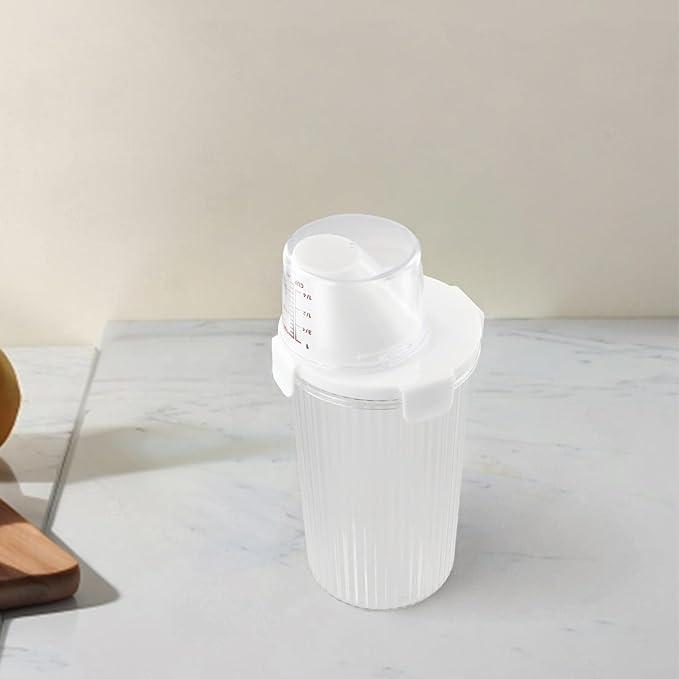 Cereal And Rice Storage Container With Airtight Lid, Pour Spout, And Measuring Cup For Dry Food, Grains Flour Sugar Snacks Pet Food (Medium)