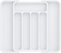 Aujen Silverware Organizer - Expandable Kitchen Drawer Organizer, Adjustable Utensil Organizer, Cutlery Tray for Forks, Knives, Multipurpose Kitchen Organizers and Storage Solution, White, Medium