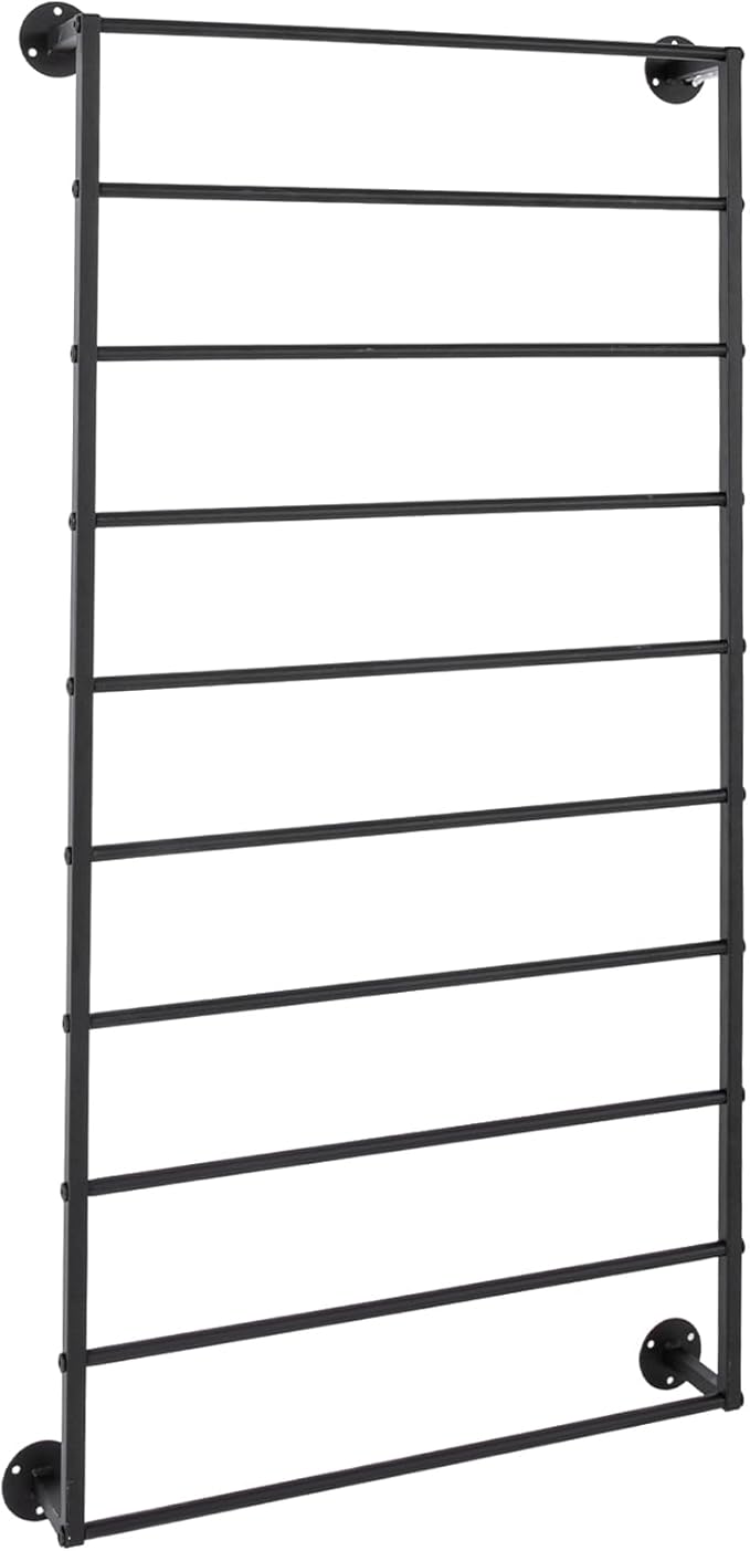 Wall Mounted Scarf Rack 10 Tier Scarf Display Stand Black Metal Scarf Holder Organizer Rack Commercial Clothing Store Wall Mounted Ribbon Storage Rack for Towel Scarf Ribbon
