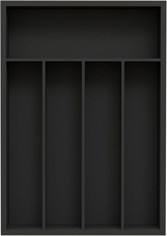 Unibambou Bamboo Kitchen Drawer Organizer - silverware organizer - Cutlery Tray - Utensil Tray - drawer dividers and Utensil Holder with Wood Silverware Holder for Flatware Cutlery (5 Slots, Black)