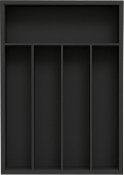 Unibambou Bamboo Kitchen Drawer Organizer - silverware organizer - Cutlery Tray - Utensil Tray - drawer dividers and Utensil Holder with Wood Silverware Holder for Flatware Cutlery (5 Slots, Black)