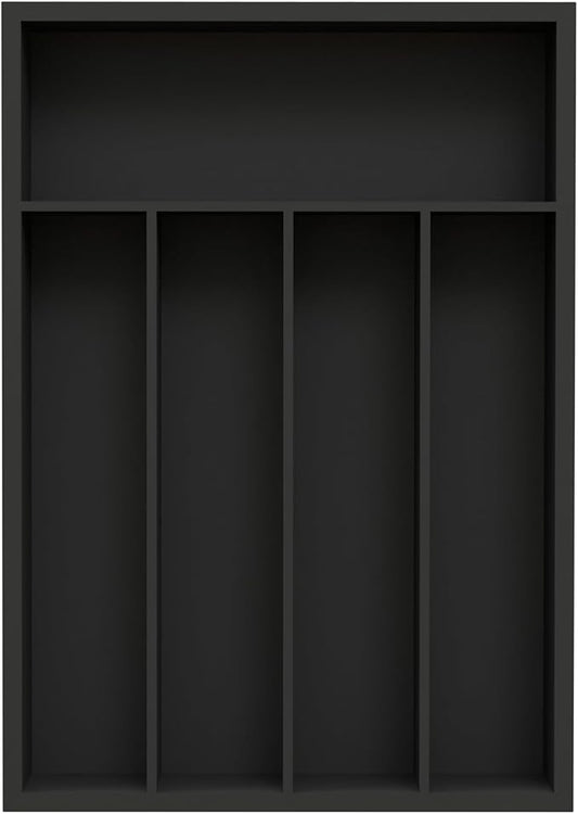 Unibambou Bamboo Kitchen Drawer Organizer - silverware organizer - Cutlery Tray - Utensil Tray - drawer dividers and Utensil Holder with Wood Silverware Holder for Flatware Cutlery (5 Slots, Black)