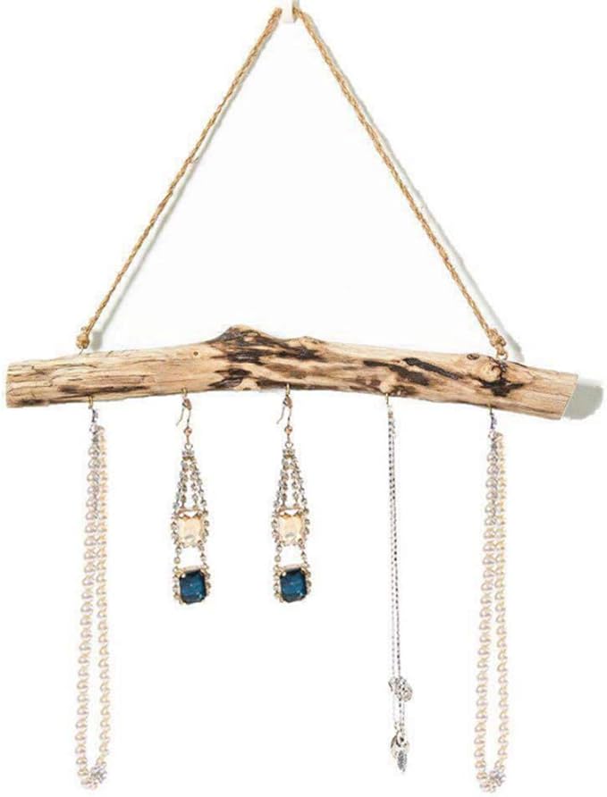 Vintage Driftwood Storage Hanging Rack Jewelry Door Hook Household Wall Holder Rack Crafts - Wooden Color