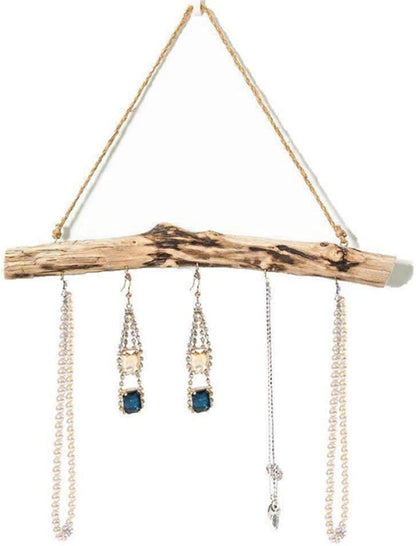 Vintage Driftwood Storage Hanging Rack Jewelry Door Hook Household Wall Holder Rack Crafts - Wooden Color