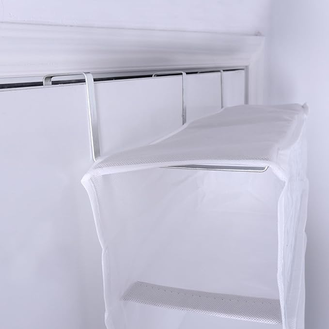 ULTECHNOVO 2pcs over The Door Shoe Organizer with 26 Pockets, White Non-woven Fabric Hanging Shoe Rack for Closet Storage and Space Saving