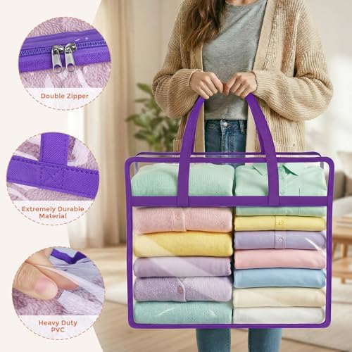 4 Pack Clear Storage Bags for Clothes, 45L Closet Organizers and Storage - Image 3