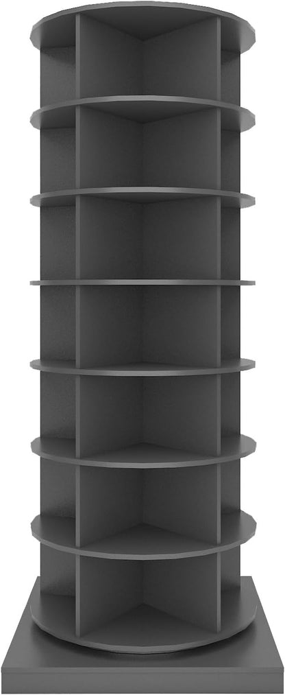 HomVent Rotating Shoe Rack, Wooden 7-Tier Spinning Shoe Rack Tower, Free Standing 360° Revolving Shoe Organizer Shoe Storage Shelf Can Hold Over 28 Pairs Shoes for Entryway Living Room (7-Tier, Gray1)