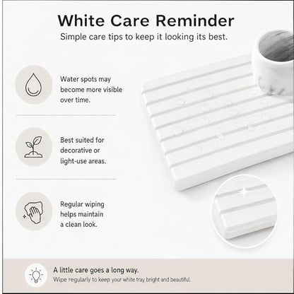 2PCS Water Absorbing Stone Drying Tray Mat for Bathroom Sink & Kitchen Counter Faucet Organizer, Quick Dry Dish Rack Soap Dispenser Sponge Holder, Vanity Sink Caddy Bar Coaster, Ivory White 8“x 4”