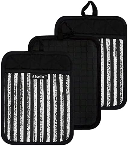 Alselo Silicone Pot Holders Set of 3 Heat Resistant & Non Slip Potholders by Alselo-Enjoyahealthylife