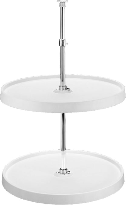 Rev-A-Shelf 18 Inch Dual Full-Circle Lazy Susan Organizer for Upper Corner Kitchen Cabinets, Plastic Home Storage 2 Tier Shelves, White, 6012-18-11-52