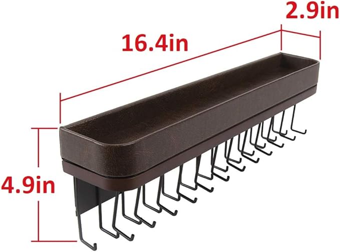 J JACKCUBE DESIGN Necklace Holder Wall Mounted Jewelry Organizer for Bracelet, Earrings and Rings with 25 Hooks - Room Decor Bedroom Boho Shelf Rack (Brown) - MK124A