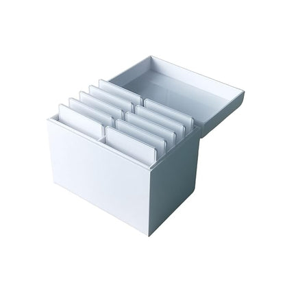 Acrylic 10 Layers Eyelases Extension Storage Box, Grafting Eye lashes Close-Packed Display, Makeup Organizer False Eyelashes Glue Pallet Holder with 10 Pallets (White without Eye)