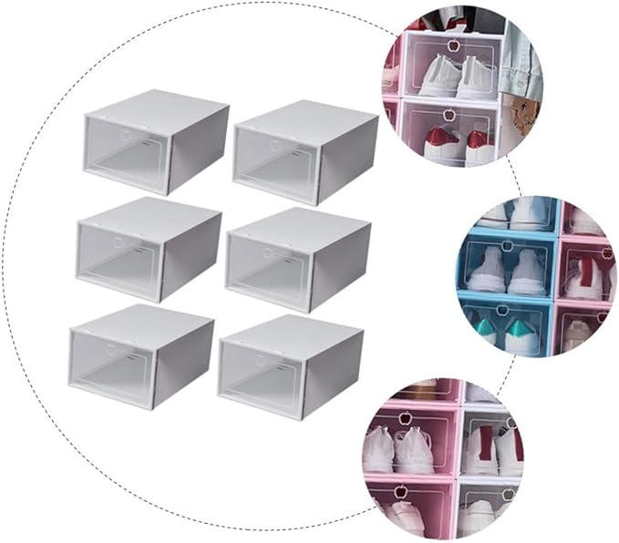 ABOOFAN 6pcs Plastic Shoe Box Storage Containers Stackable Sneaker Case Footwear Box Detachable Design