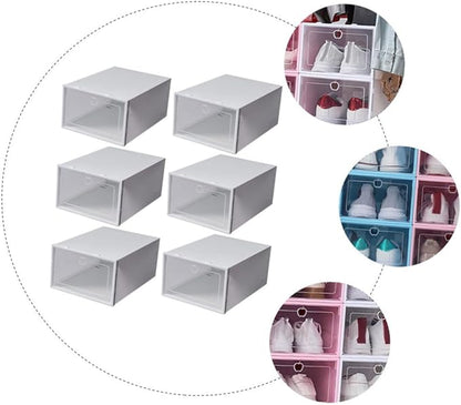 ABOOFAN 6pcs Plastic Shoe Box Storage Containers Stackable Sneaker Case Footwear Box Detachable Design