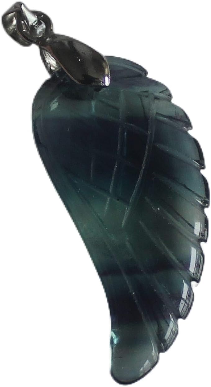 35mm Hand carved mixed gemstom angel wing for necklace pendant bead (fluorite crystal)