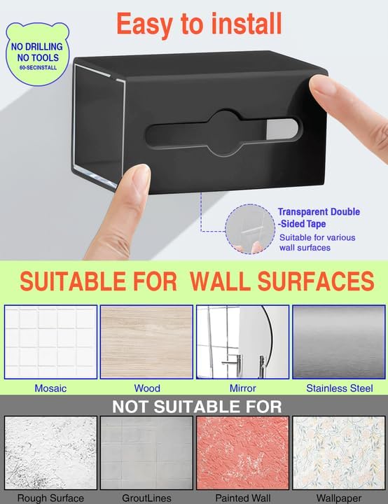Qtip Holder for Bathroom Wall Organizer – Bathroom Decor, Dorm Room Essential, Small Q-tip Dispenser for Cotton Swabs, Balls, Pads, Floss Picks – Office Storage, Vanity Makeup Organizer(6 Pcs)
