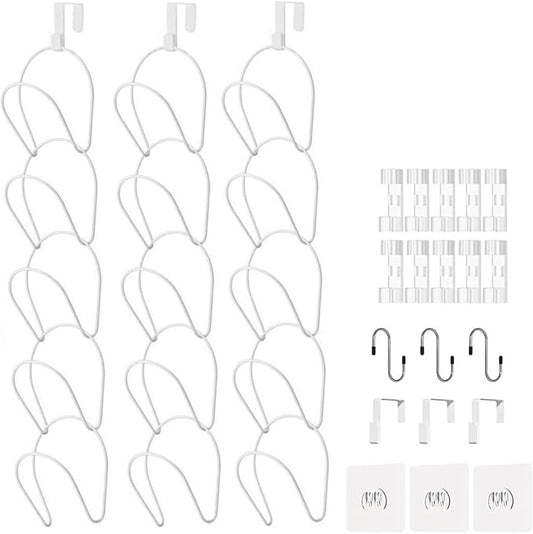 LINFIDITE 15 Pack Baseball Hat Rack Hanger Holder Organizer Multi Hook Wall Mounted Over Door Cap Display Storage Rack Cap Holder, Closet HangingStorage Rack w Hanging Hook White