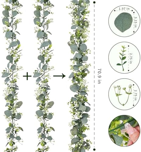 2 Pcs Artificial Eucalyptus Greenery Garland Backdrop Decor - Image 3