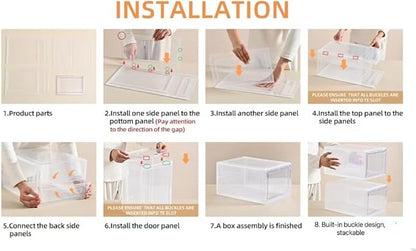 Large Shoe Boxes Clear Plastic Stackable，Drop Front Shoe Box with Clear Door, Shoe Containers For Sneaker Display,Fit up to US Size12
