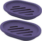 Soap Dish with Water Drainage Design for Drying and Saving Soap, Bathroom Kitchen Sponges Holder (Purple - Oval) 2 Pack