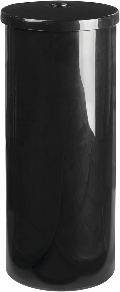 mDesign Plastic Floor Stand Toilet Paper Organizer with Cover, 3-Roll Space-Saving Tissue Storage for Bathroom - Fits Under Sink, Vanity, Shelf, in Cabinet, Corner - Aura Collection - Black