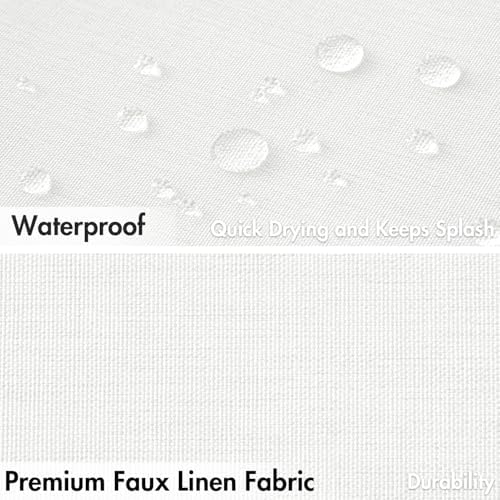 MIULEE White Scalloped Linen Shower Curtain 72x72 Inches - Image 4
