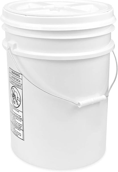 ePackageSupply 5 Gallon Bucket - Food Grade Bucket with Airtight Gamma Seal Screw-On Lid, BPA-Free, Heavy-Duty 90 Mil HDPE Plastic, Bulk Storage, Durable Container, Made in USA, White/White, 6 Packs
