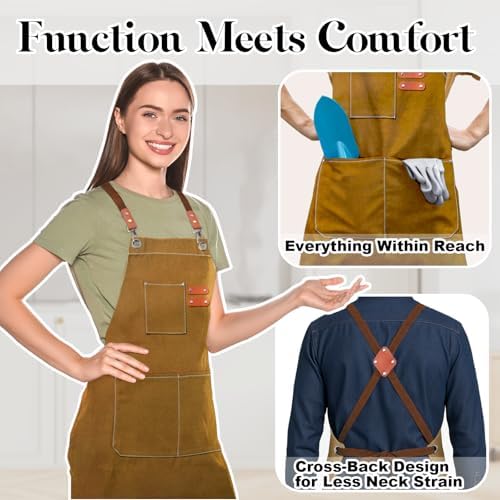 Chef Cotton Canvas Apron for Men Women with Pockets - Image 3