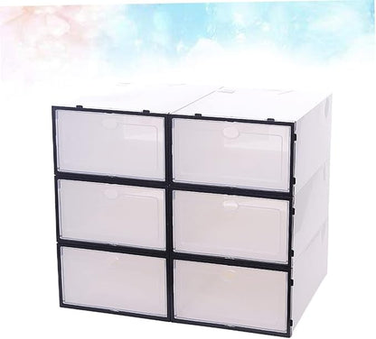Cabilock 6PCS Thickened Transparent Shoe Boxes for Men Plastic Footwear Storage Organizer Stackable and Shoe Containers with Clear Design for Closet Shelf Organization