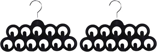 Velvet Scarf Storage Organizer for Closet (Pack of 6), Black | by Home Basics | Scarf Holder for Scarves and Ties | Slim Scarf Hangar Useful for Belts and Jewelry