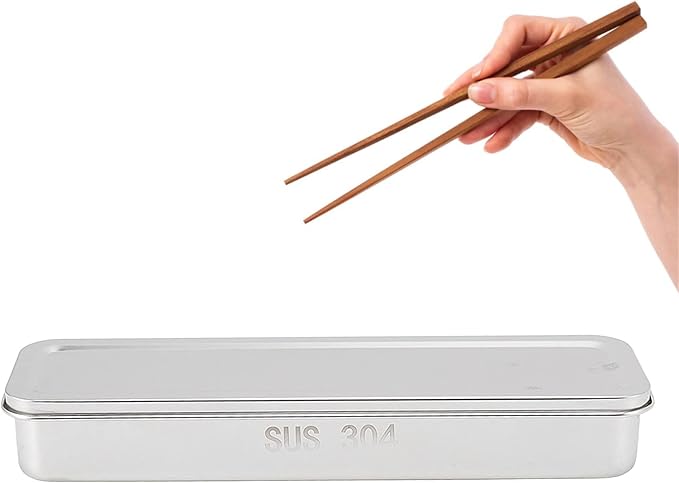Flatware Tray with Lid,Stainless Steel Cutlery Tray Holder,Chopsticks Storage Boxes Kitchen Draining Chopstick Spoon Fork Storage Box with Lid Drainer(silver)