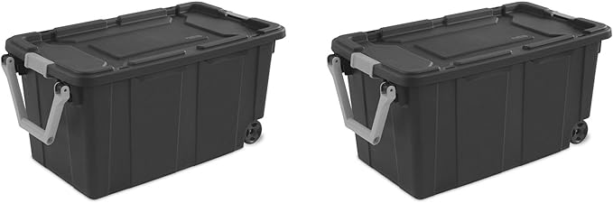 Extra Large Storage Bin, 40 Gallon Wheeled Plastic Storage Container with Handle,Pack of 2 (Gray)