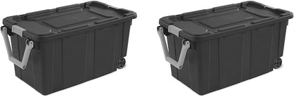 Extra Large Storage Bin, 40 Gallon Wheeled Plastic Storage Container with Handle,Pack of 2 (Gray)