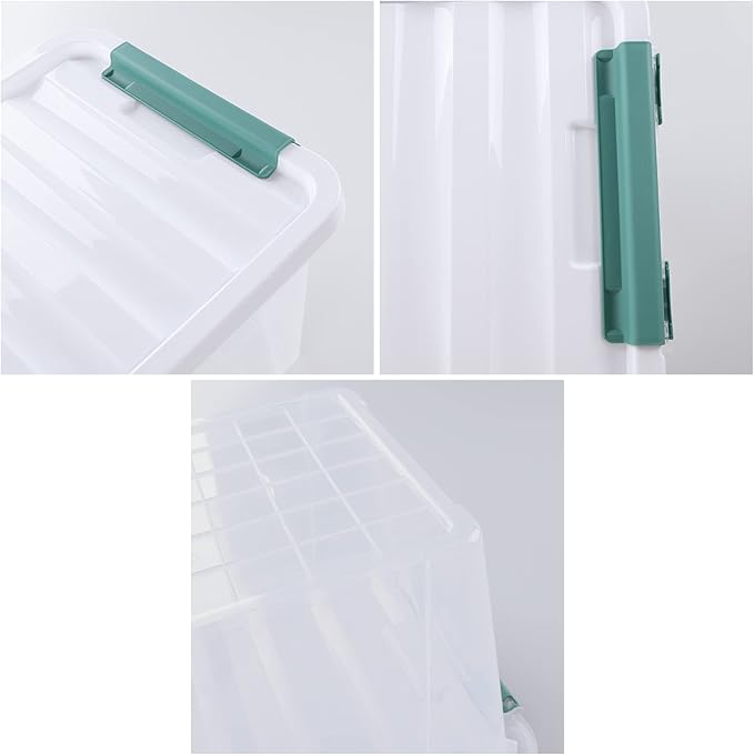 20 Quart Stackable Plastic Storage Bins with Lids, 6 Pack Durable Nestable Containers, Clear Latching Storage Box