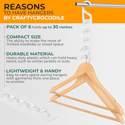 Set of 6 Space Saving Hangers for Clothes, Hanger Organizer Space Saver - Image 6