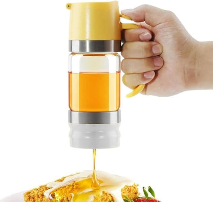 Honey Dispenser No Drip with Base, 2026 New Glass Honey Dispenser, Maple Syrup Dispensers, Syrup and Jam, Honeys Container with Handle, Mess-Free Honeys Jar Container for Quantitative Extraction