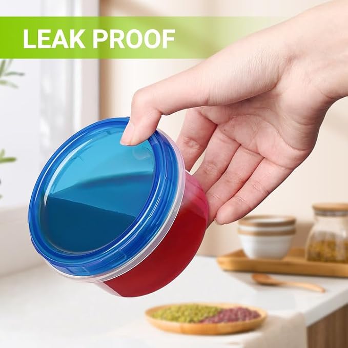 Soelomu 8 oz Freezer Storage Containers with Twist Top Lids, 10 Pack Reusable Meal Prep Containers Plastic Stackable Leakproof Food Storage Containers for Soup, Sauce, Salad, Leftover, Oats