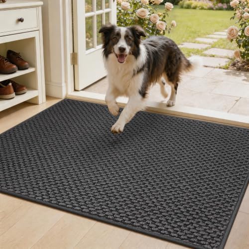 Dirt Trapper Door Mat 32"x 48",Non Slip Washable Doormat,Dark Grey by MatMaven