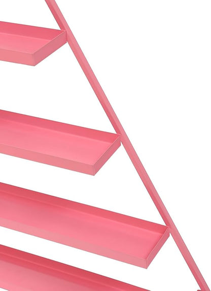 Metal Wall-Mounted Nail Polish Organizer Display Rack Cosmetic Display Case for Small Space, Vanity Bathroom (Pink)