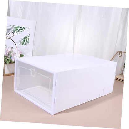 iplusmile 6pcs Transparent Shoe Boxes Thickened Drawer Type Organizer for Closet Dust Plastic Storage for High Heels Sneakers Boots Stackable Multi Functional Shoe Container with Random