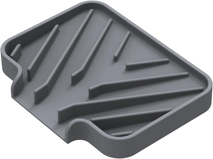 Sponge Holder for Kitchen Sink, Dish Sponge Holder & Soap Tray with Drain, Bathroom Sink Sponge Drying Rack & Perfect Organizer for Dispenser,Bottle,Cup on Sinks or Counter(5"x 3.5"Gray)
