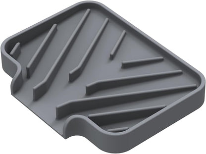 Sponge Holder for Kitchen Sink, Dish Sponge Holder & Soap Tray with Drain, Bathroom Sink Sponge Drying Rack & Perfect Organizer for Dispenser,Bottle,Cup on Sinks or Counter(5"x 3.5"Gray)