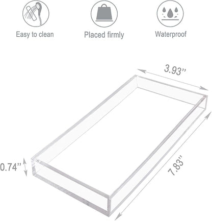 Acrylic Vanity Tray for Organizing, Clear Bathroom Trays for Counter, Desk, Dresser